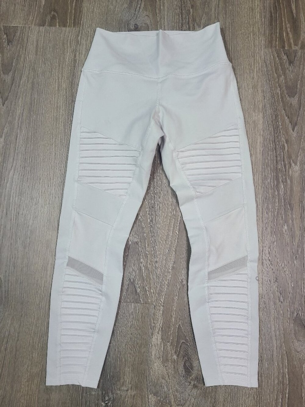 Alo Yoga High Waist Moto Mesh Cropped Leggings White Size Small S
